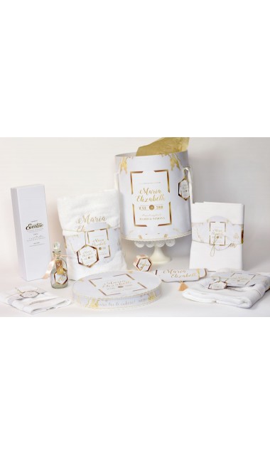 Trusou botez pentru fete in alb si gold, elegant si modern, White and gold 6